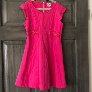 Hot Pink Dress with floral detail